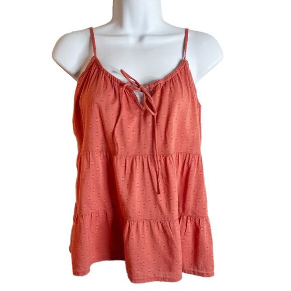 Old Navy Women's Camisole Top Size XS Pink Tie Neck Swiss Dot Sleeveless Boho - Picture 1 of 8
